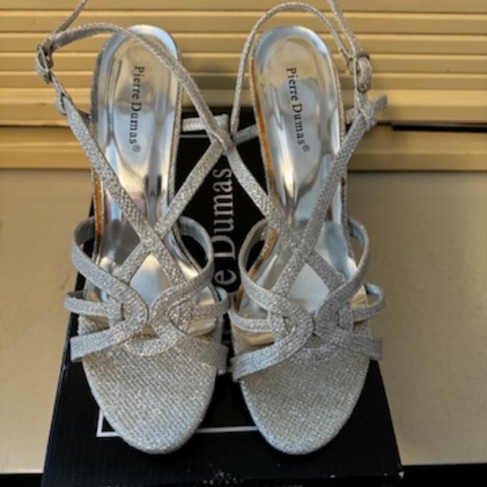 Silver strappy heels